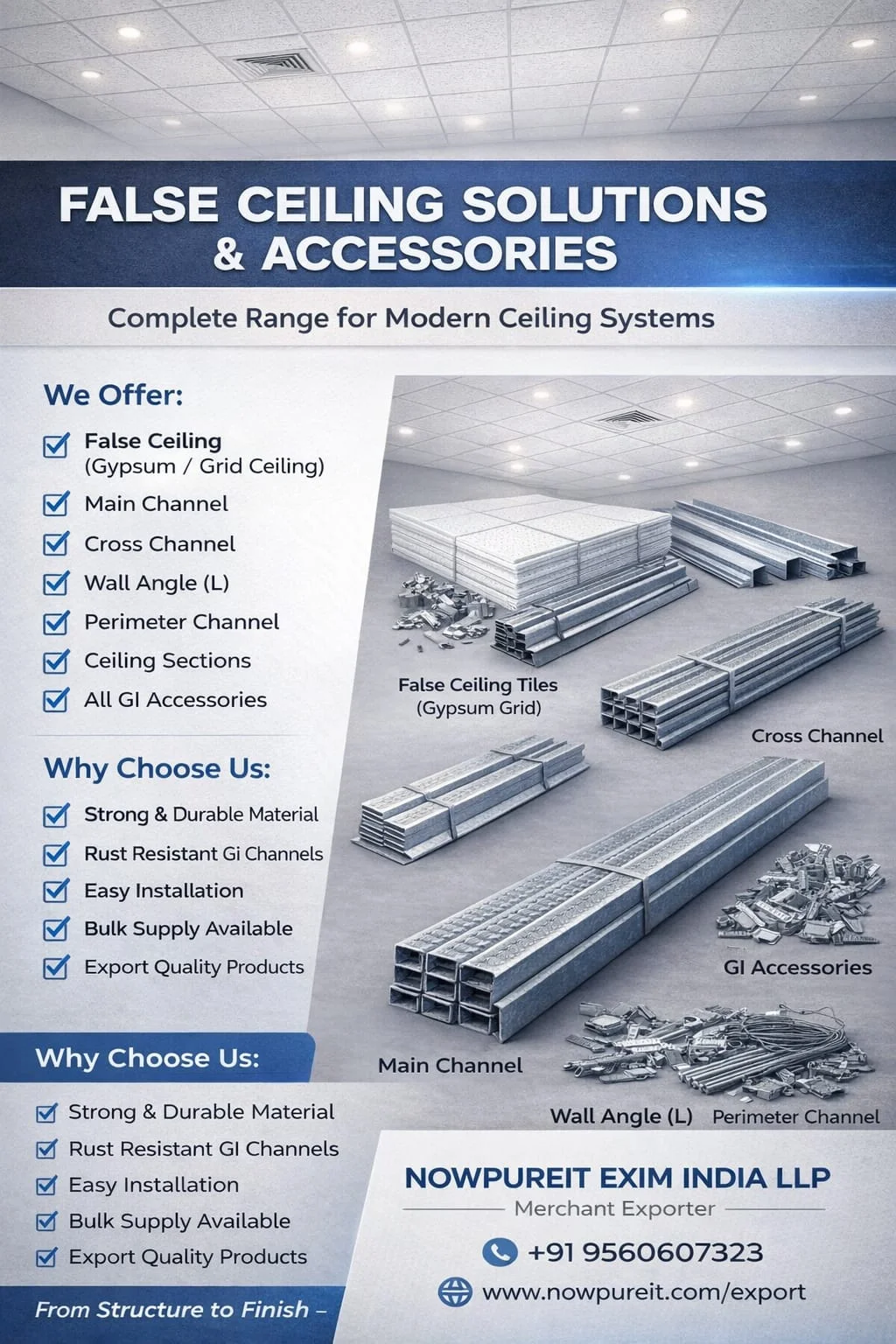 False Ceiling Accessories Galvanized iron (GI)